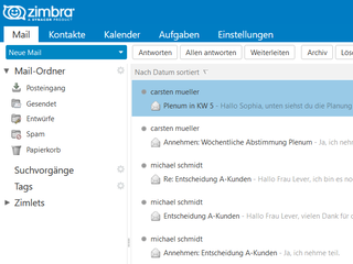 Zimbra Screenshot Mails
