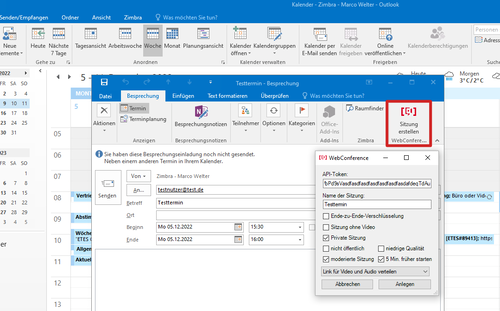 WebConference_Funktion Outlook Sitzung erstellen