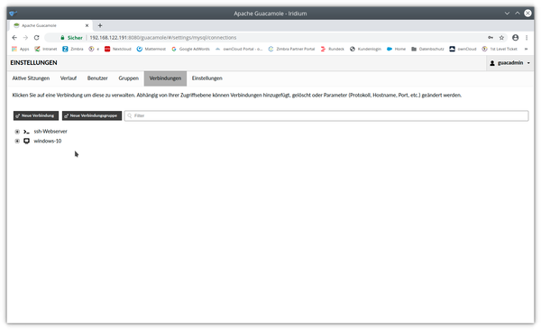 guacamole verbindungseinstellungen