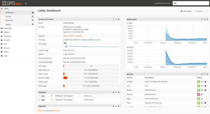 OPN Sense Übersicht
