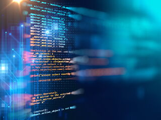 Code auf blauem Hintergrund