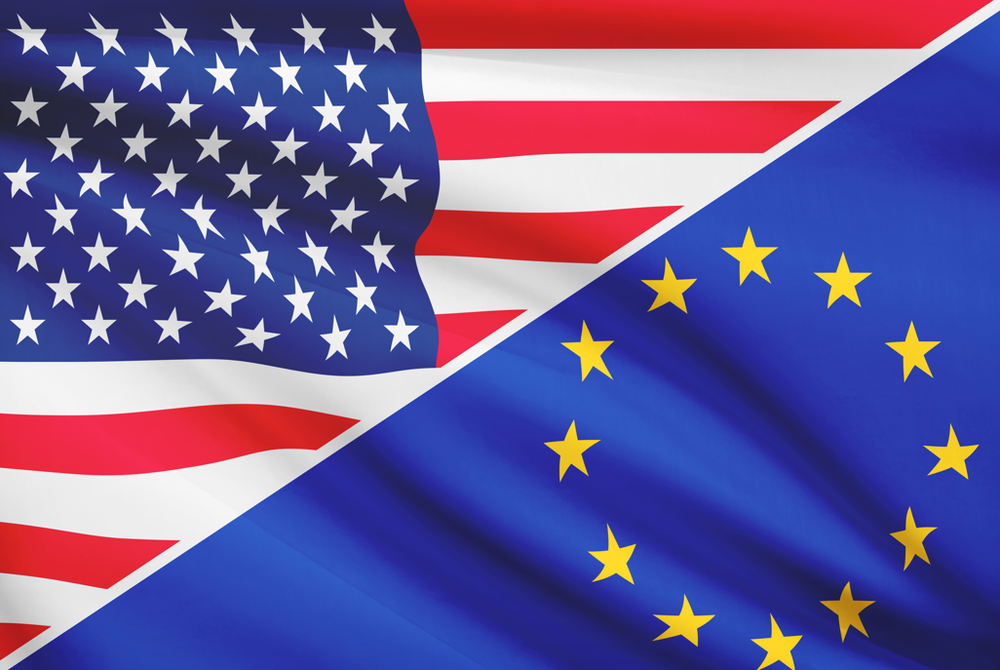 Flagge der USA und der EU