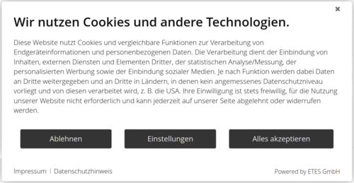 ETES Consent Banner für Cookies