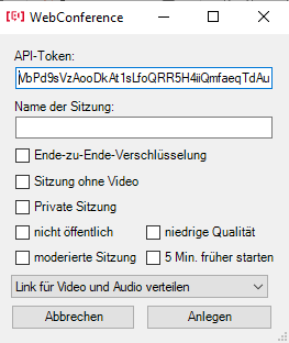 WebConference_Funktion API Token