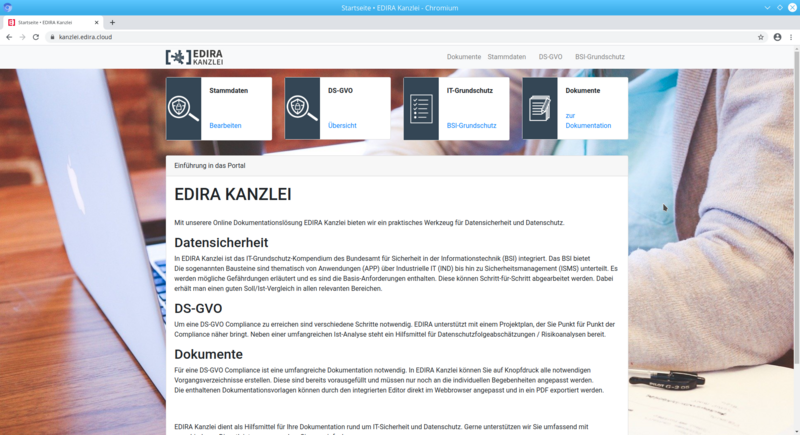 screenshot edira kanzlei startbildschirm
