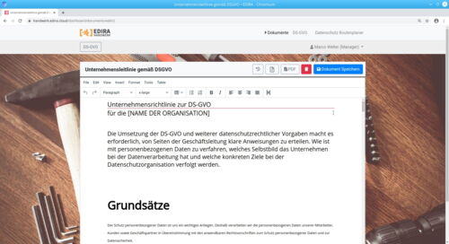 screenshot edira dokumentenerstellung