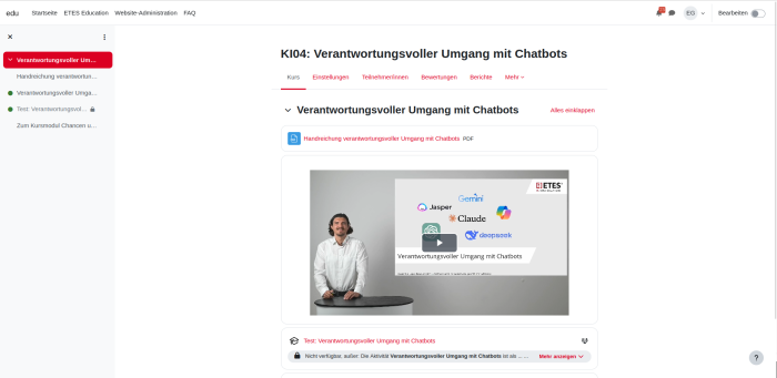 ETES Education KI-Schulung Screenshot