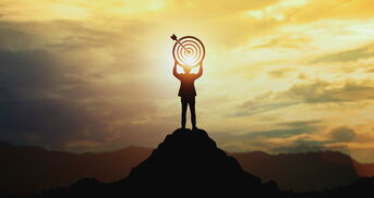 Ziel erreichen auf Gipfel