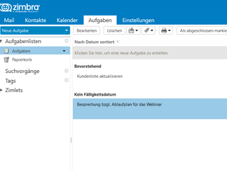 Zimbra Screenshots Aufgaben