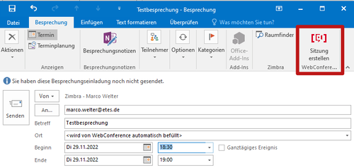 WebConference Outlook Plugin