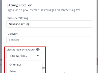 WebConference Sichtbarkeit der Sitzung
