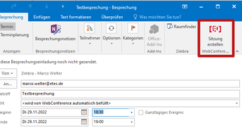 WebConference Outlook Plugin