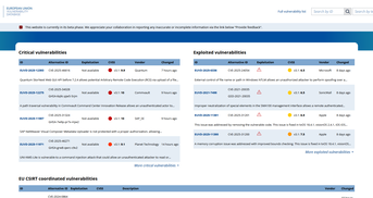 Screenshot der Benutzeroberfläche der European Union Vulnerability Database