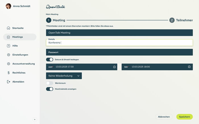 OpenTalk Konferenz planen