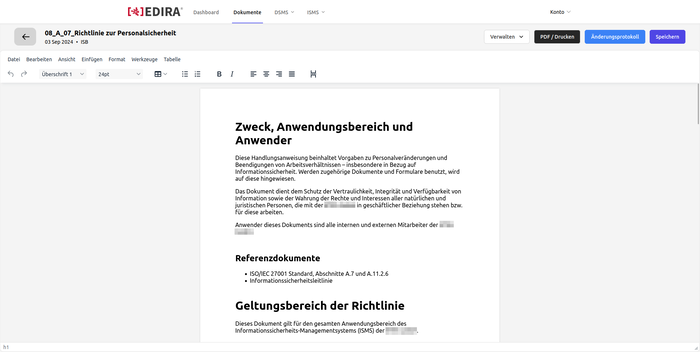 TISAX® Anforderungen dokumentieren mit EDIRA