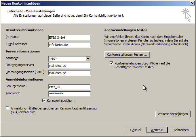 Von POP3 auf IMAP umstellen - ETES GmbH